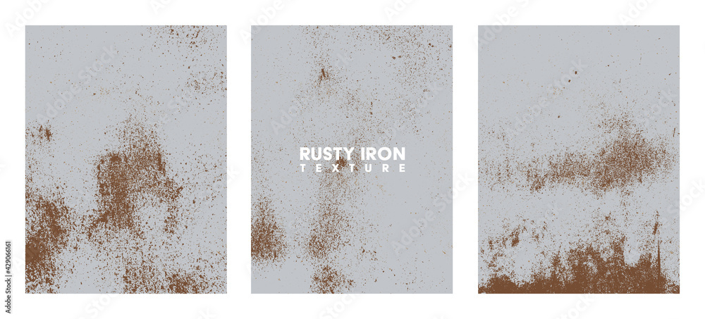 Wall mural rusty iron texture set. rust and dirt overlay black and white texture.