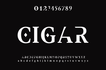 alphabet vintage font, typeface design, red background