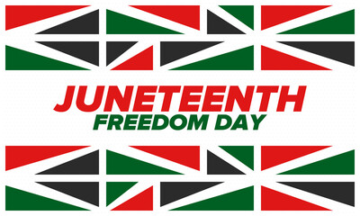 Juneteenth Independence Day. Freedom or Emancipation day. Annual american holiday, celebrated in June 19. African-American history and heritage. Poster, greeting card, banner and background. Vector
