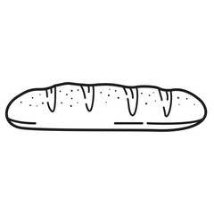 Loaf  bread. Fresh bakery,sweet food.Outline vector illustration.Design element for bakery. 