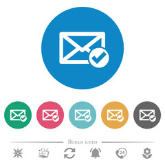 Mail read flat round icons