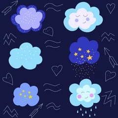 Foto auf Acrylglas set of fairy clouds, stars, rain, starry sky © Natalia