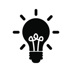 Vector Light Bulb icon, isolated on white background. Signs of ideas, solutions, thinking concepts. Lighting Electric light. Electric, shining. Trendy Flat Style for graphic design, Website, UI. eps10