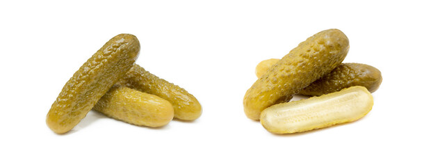 Pickled sour cucumber isolated on white background