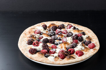 Dark and White Chocolate berry pizza