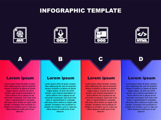 Set line AVI file document, OGG, DOC and HTML. Business infographic template. Vector