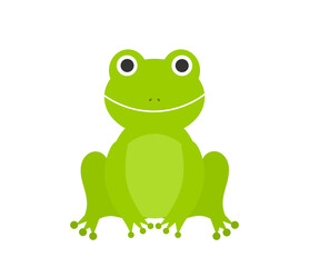 Green frog sitting. Vector illustration