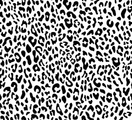 Leopard background vector pattern black and white spots. seamless print