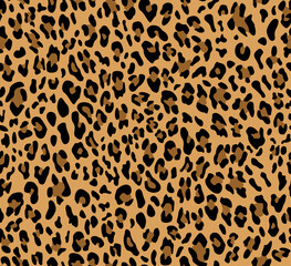 Fototapeta na wymiar Leopard vector yellow background, seamless pattern, trendy print.