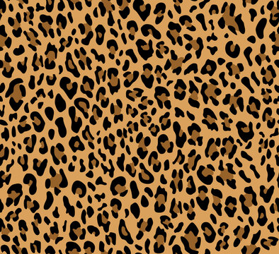 Leopard vector yellow background, seamless pattern, trendy print.