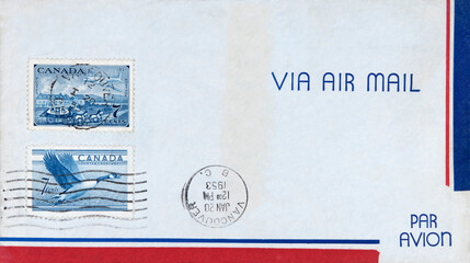 luftpost airmail air mail vintage retro alt old dirty spots flecken fleckig used gebraucht canada...
