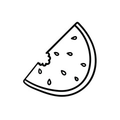 Hand drawn vector slice of watermelon. Summer design element with watermelon.Doodle line fruit. Vector illustration