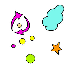 doodle star, cloud and circle arrow vector. additional elements for your design. Vector illustration