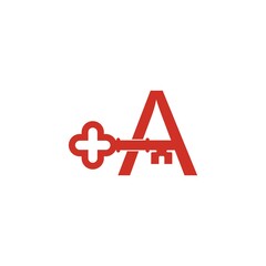 Letter A logo icon with key icon design symbol template