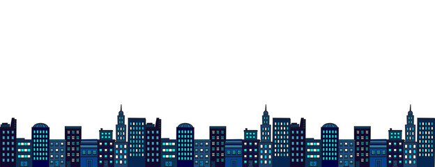 Ciudad. Edificios azules. Concepto de portada
