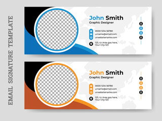 Minimal Email signature template or email footer, Personal Email signature with an author photo place