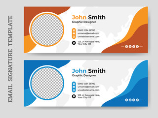 Elegant Corporate email signature or email  footer template with an author photo place, Business email signature template.