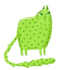 square green cat with cute pattern on the wool