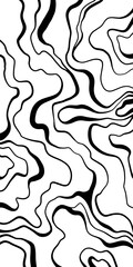 Fototapeta premium Black and white abstract vawes, curls, natural texture. Marble imitation. Luxury ink, liquid stains, abstract landscape. Patterns, covers, logo, branding template.