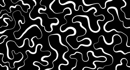 Black and white abstract vawes, curls, natural texture. Marble imitation. Luxury ink, liquid stains, abstract landscape. Patterns, covers, logo, branding template.