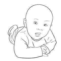 a small happy child is smiling isolated contour illustration