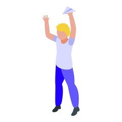 Hyperactivity airplane play icon. Isometric of Hyperactivity airplane play vector icon for web design isolated on white background