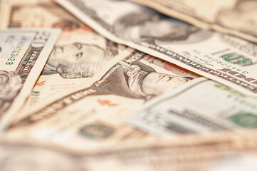 Close-up money. Wealth from cash, dollars for business, reliable financial investments currency, background from paper money