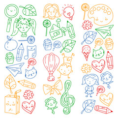 Creativity and imagination. Vector illustration. Children education.