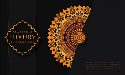 Luxury mandala background with golden arabesque pattern arabic islamic east style.decorative mandala for print, poster, cover, brochure, flyer, banner, Islamic Background with Arabesque