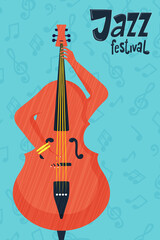 Jazz festival funny cello instrument cartoon © Cienpies Design