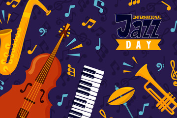 Obraz na płótnie Canvas International Jazz Day cartoon music instrument