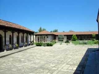 Fototapeta na wymiar The courtyard of the Orthodox Church in Abash
