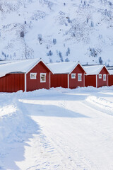 Rote Ferienh&uuml;tten in Norwegen