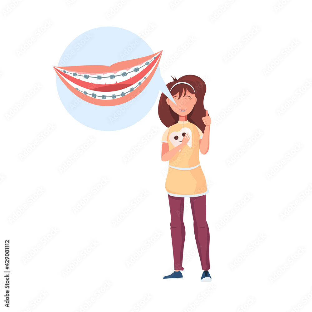 Sticker girl with braces icon