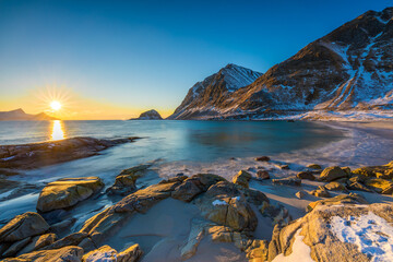 Haukland Strand auf den Lofoten, Norwegen