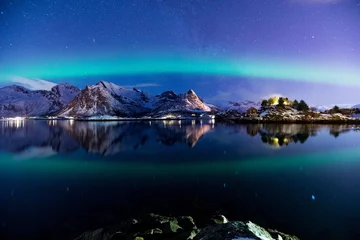 Gartenposter Nordlichter Polarlichter am Himmel von Norwegen