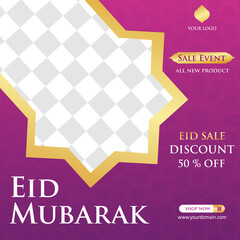 Eid Mubarak Sale creative vector social media post template . Eid Mubarak Sale Modern social media post feed. Perfect for social media post.