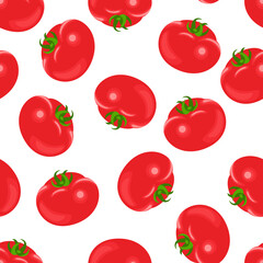 Seamless pattern with red ripe tomatoes. Vegetables background. Vector simple flat illustration.