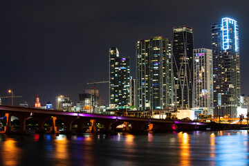 Fototapeta premium Miami, Florida, USA Skyline Panorama after sunset.