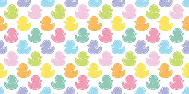 duck seamless pattern rubber duck bathroom shower dash line toy chicken bird vector pet scarf isolated cartoon animal tile wallpaper repeat background doodle illustration pastel color design