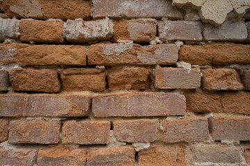 Antique brickwork on the walls of the house.