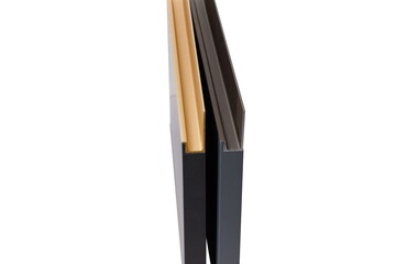 Furniture fronts with handles. Isolated. Close-up. Furniture manufacturing.