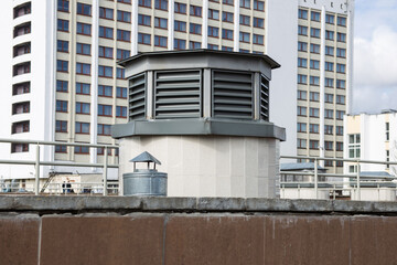 Air ducts on the roof of an office building