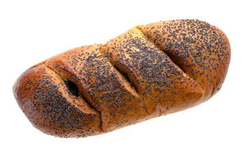Ruddy bun with poppy seeds, roll, on a white background in isolation