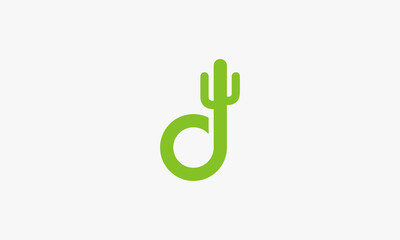 cactus letter D logo design vector. isolated on white background. © Rasendria