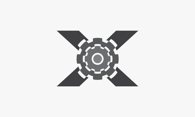 Obraz premium gear letter X logo. isolated on white background.