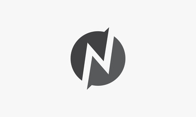 circle N logo design concept isolated on white background.