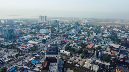 Obraz premium Aerial skyline of Lagos city