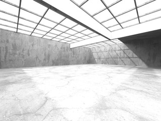 Dark Concrete Wall Architecture. Empty Room