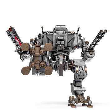 xtreme war machine is stepping in white background front view